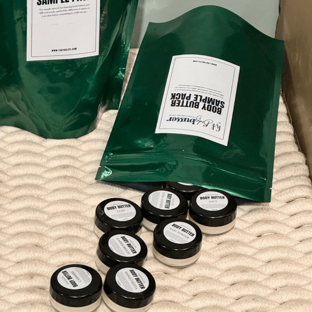 fabyoulife whipped body butter for dry skin. for sensitive skin. eczema. fragrance discovery set. Add alt text