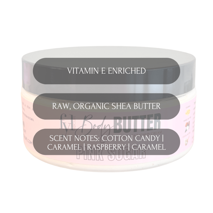 body butter moiturizing cream for skin. An intoxicating blend of cotton candy, caramel, vanilla, strawberry, fig leaf, plums, mandarin, lemon drop, and raspberry. Finishing with soft musk.