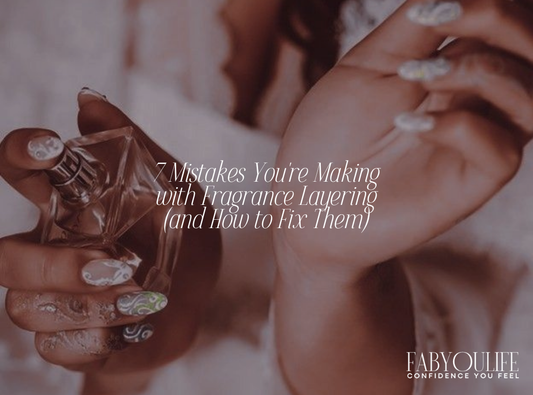woman spraying perfume on wrist fabyoulife blog titled 7 mistakes you're making with fragrance layering and how to fix them