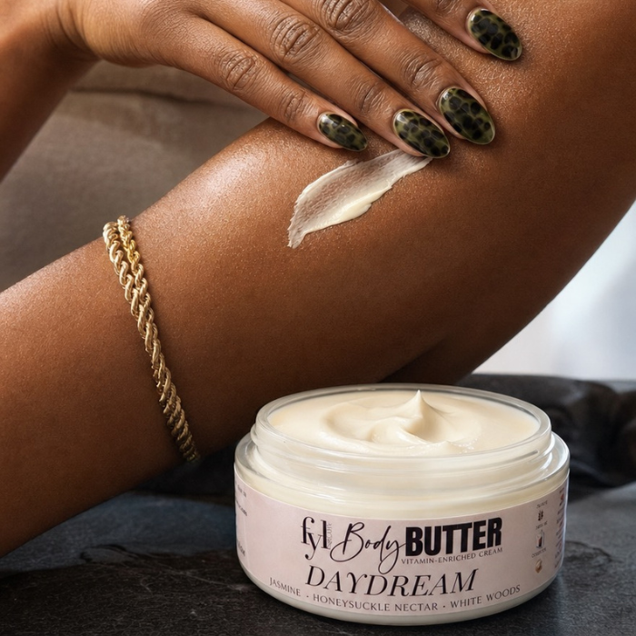 Daydream Body Butter being massaged into melanin-rich skin.