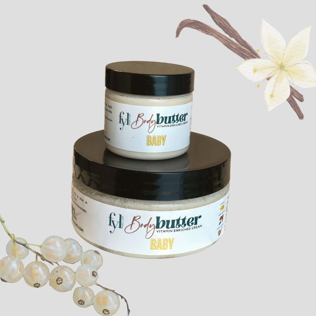 Prepare to pamper your baby's skin with the utmost care and love. Our "Baby" Whipped Body Butter is a sumptuous blend that caresses the senses with its delightful notes of vanilla, dried pampas, soft musk, crisp white currant, and a hint of sugar. The result? Skin that's not just soft and smooth but also exquisitely scented, making every cuddle an irresistible delight.