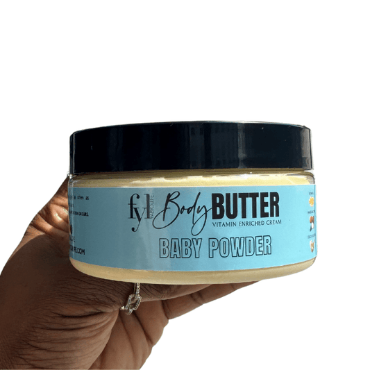 Luxurious baby powder body butter for soft, smooth skin Nourishing body butter with gentle baby powder scent Moisturizing skincare with comforting baby powder fragrance Silky smooth body butter infused with delicate baby powder scent Hydrating body butter for sensitive skin with baby powder aroma