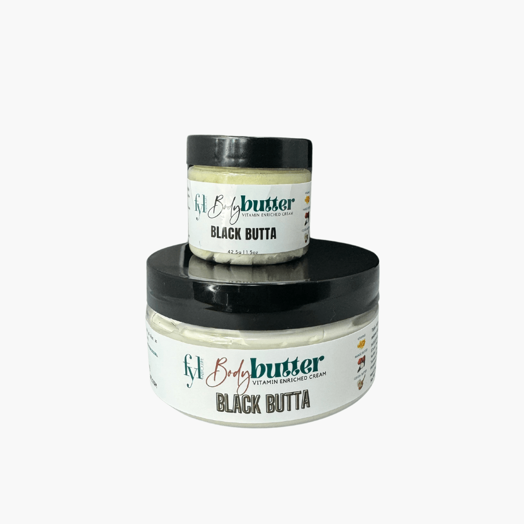 Our silky, luxurious body butter is a symphony of texture and fragrance, specifically crafted to hydrate, protect, and pamper your skin. This triple butter blend, with its creamy formula, will leave you feeling indulgent and pampered while it locks in moisture after every bath or shower.