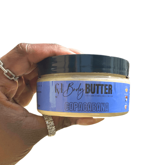 Copacabana body butter inspired by sol de janieros bum bum cream - coconut, caramel, pistachio scent notes. vitamin e skin moisturizer.