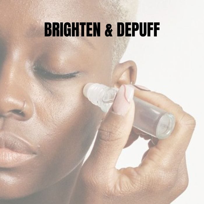 Applying  Under Eye Elixir with Glass Roller Ball to Reduce Dark Circles and Puffiness