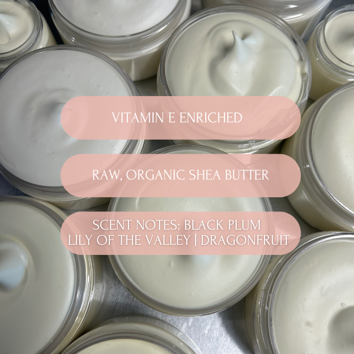Soft, radiant skin after applying High End Body Butter, a deeply hydrating moisturizer with a high-end fragrance.