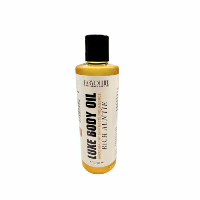 Rich Auntie Luxe Body Oil with bold, feminine scent and silky texture